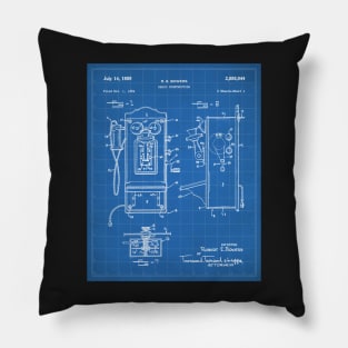 Phone Patent - Telephone Hallway Home Decor Art - Blueprint Pillow