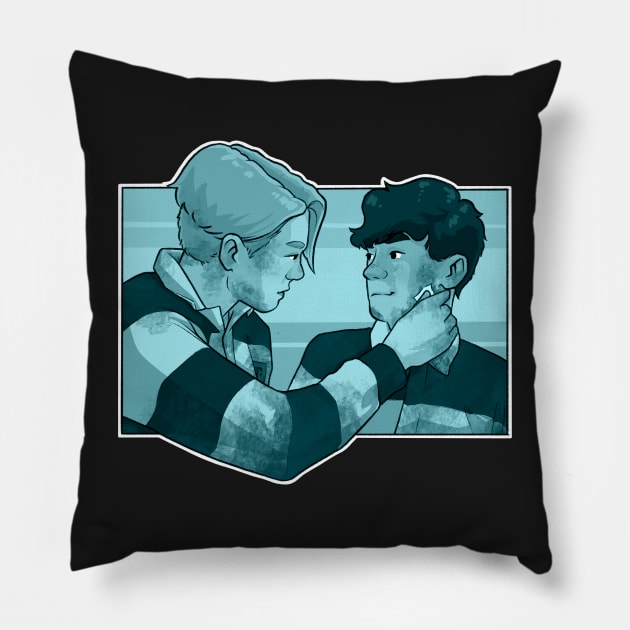 Nick and Charlie - heartstopper drawing - rugby Pillow by daddymactinus