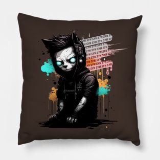 Blackhat Hacker Cat Syn Flood Pillow