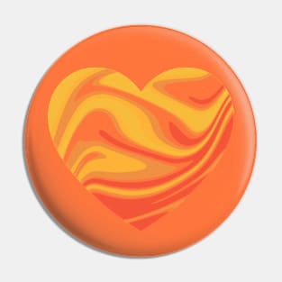 Molten Fire Ball Abstract Liquid Artwork Heart Pin