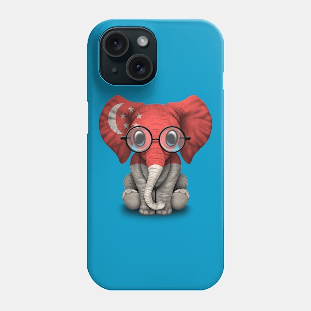 Baby Elephant with Glasses and Singapore Flag Phone Case by jeffbartels