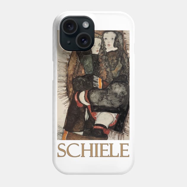 Two Girls on a Fringed Blanket (1911) by Egon Schiele Phone Case by Naves