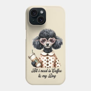 Cute Poodle Take away Coffee Quote for Coffee and Dog Lovers Phone Case