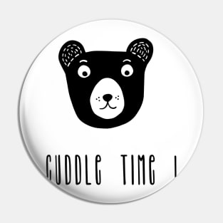 Cuddle time bear black and white illustration Pin