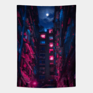 Cyberpunk at Night Tapestry