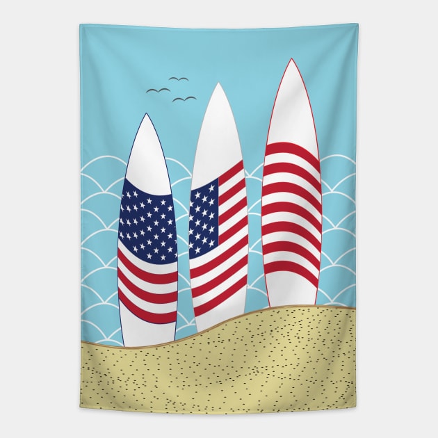 Surfing USA Tapestry by QueenieLamb