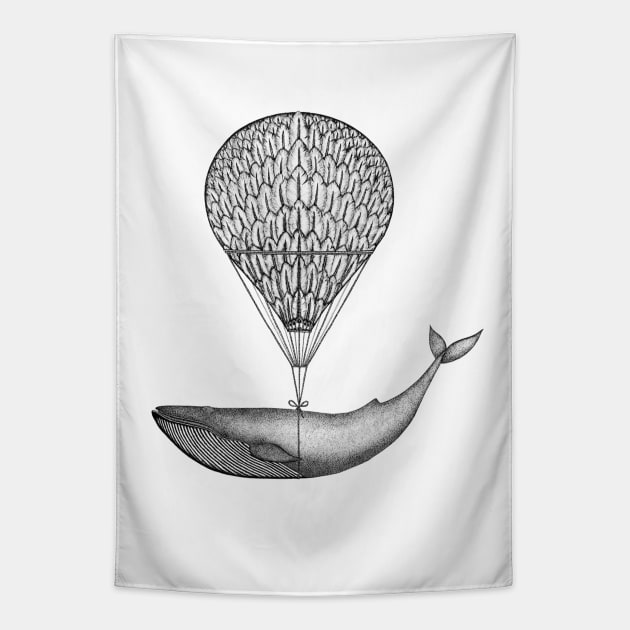 Flying Blue Whale Tapestry by By_StineLee