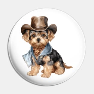 Cowboy Yorkshire Terrier Dog Pin