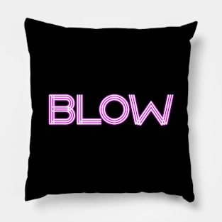 BLOW (parody of GLOW logo, v2 purple glow) Pillow