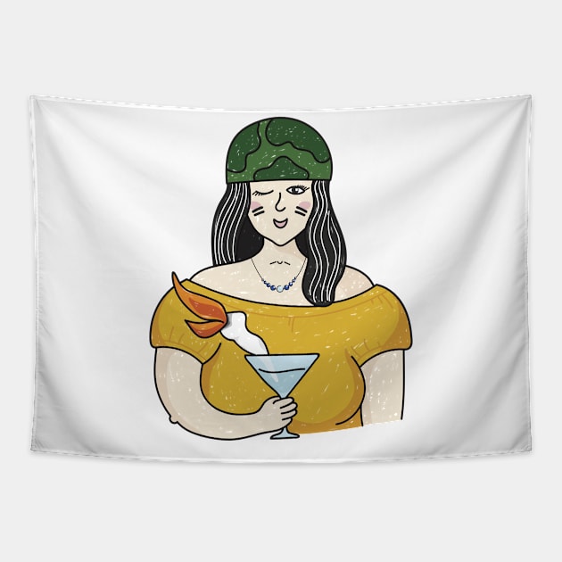 Ukrainian Girl with Molotov Cocktail Strong Women from Ukraine Tapestry by Ukraine Prints