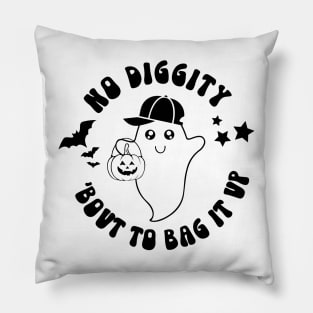 No Diggity Bout To Bag It Up Boy Ghost Boy Halloween Pillow