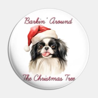 Christmas Japanese Chin Dog in Santa Hat Pin