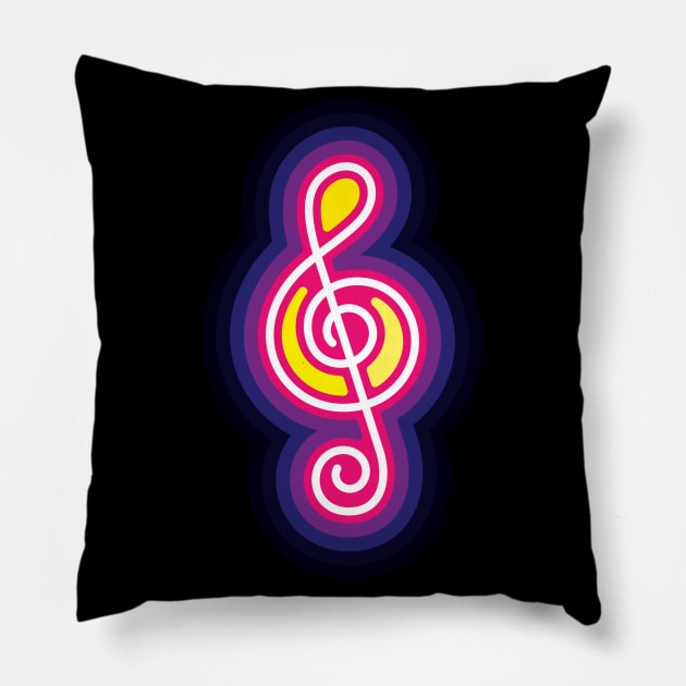 Musical Party Treble Clef Music Note Pillow by GeeTee