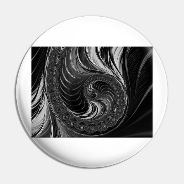 Cool Fractal Art Black and White Pin by k8creates