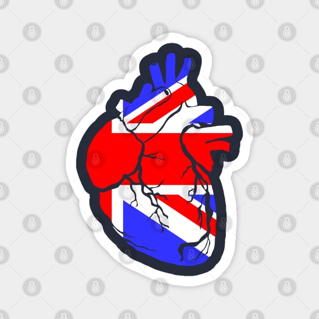Union Flag Heart, Anatomical Design Magnet by Bun Art Store