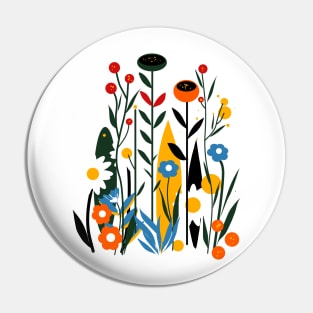 Mid century flowers field Pin