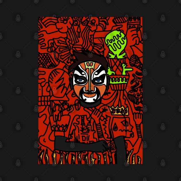 Uncover NFT Character - MaleMask Doodle with Chinese Eyes on TeePublic by Hashed Art