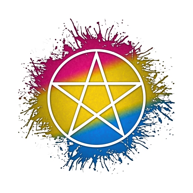 Paint Splatter Pansexual Pride Pentacle Symbol by LiveLoudGraphics