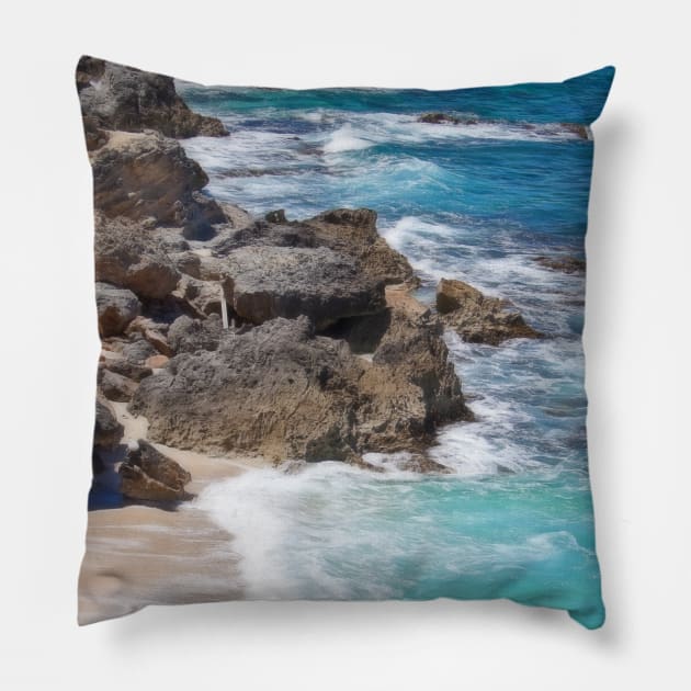 Cliff of the Dawn. Isla Mujeres. Mexico Pillow by vadim19