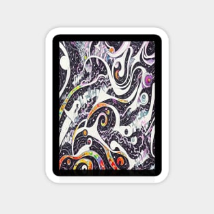 Spiral Galaxy Drawing Black Hearts Fantasy Magnet