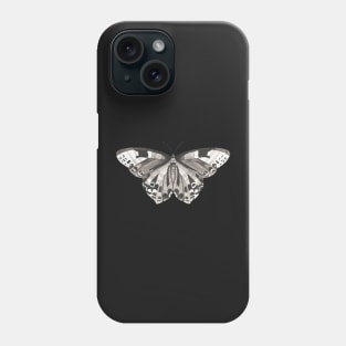 Butterfly, black and white on cream background. Phone Case