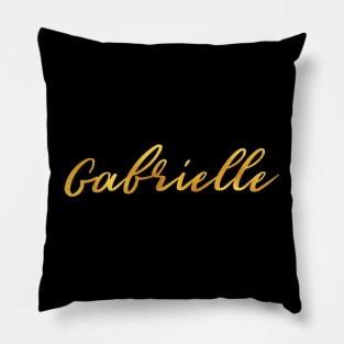 Gabrielle Name Hand Lettering in Faux Gold Letters Pillow