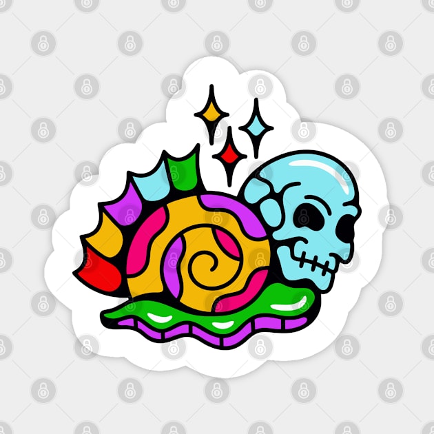 Snail skull rainbow Magnet by Bojes Art