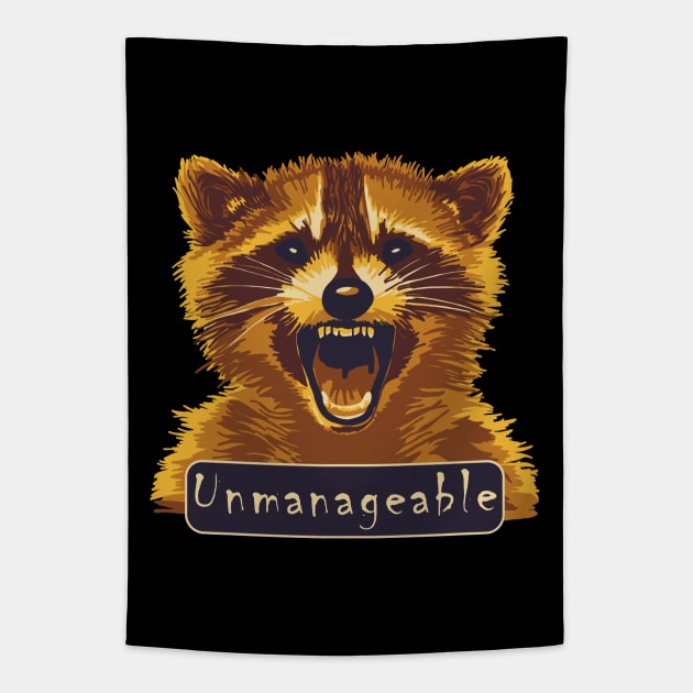 Unmanageable Raccoon Tapestry by Slightly Unhinged