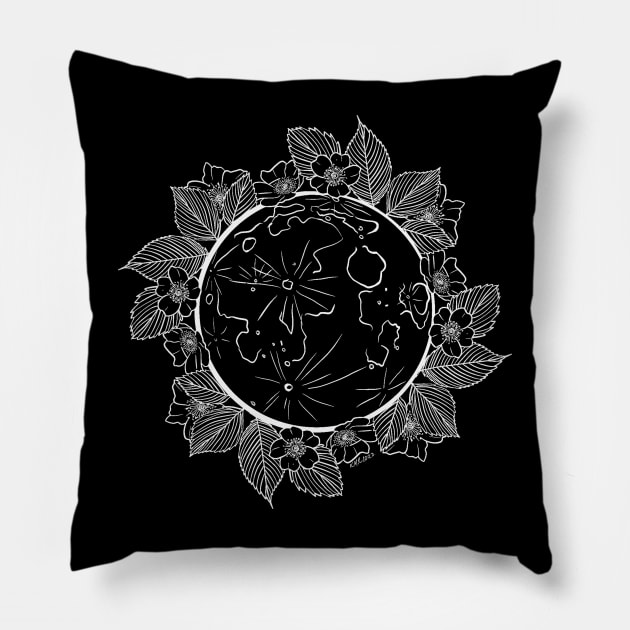 A full moon and wild roses Pillow by The Immaculate Witch