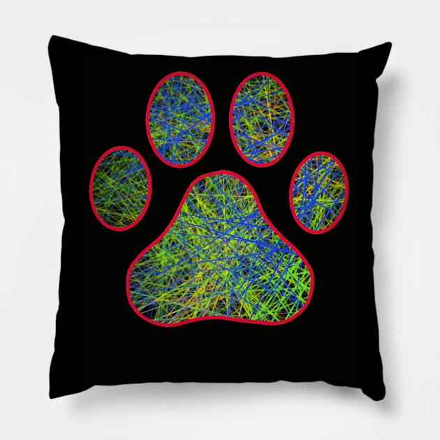 paw print dog Pillow by Lin Watchorn 