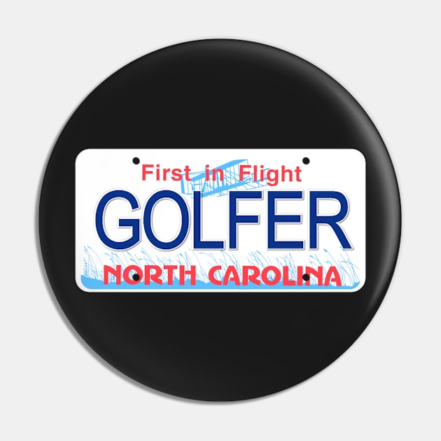 Golfer North Carolina License Plate Pin by Mel's Designs