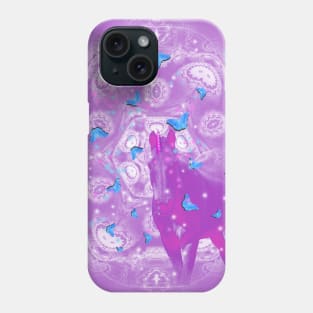 Pink unicorn and blue butterflies Phone Case