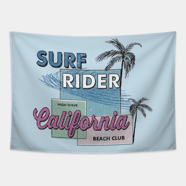 Vintage California Beach surf rider Tapestry by SSSD