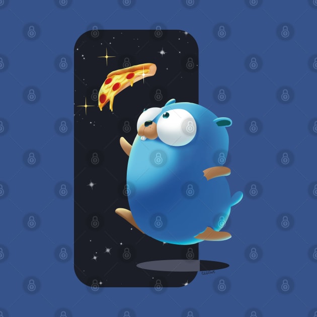 Golang Gopher Go Pizza by clgtart