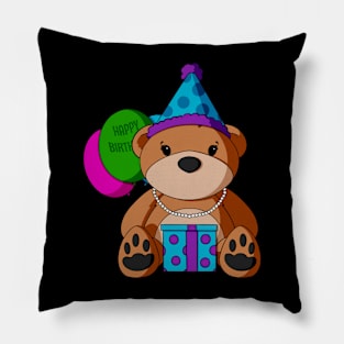 Birthday Present Teddy Bear Pillow