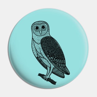 Barn Owl - hand drawn detailed nocturnal bird design Pin