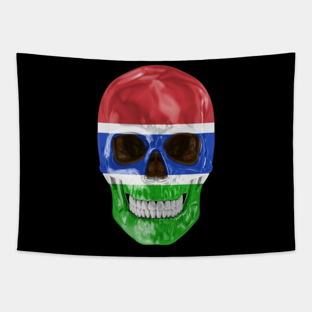 Gambia Flag Skull - Gift for Gambian With Roots From Gambia Tapestry by Country Flags