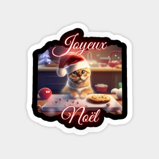 Merry Xmas, Cute Cat Helps Bake Cookies (fr) Magnet