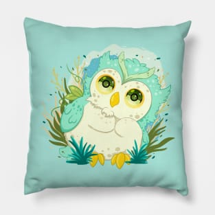 The little green owl with pattern- for Men or Women Kids Boys Girls love owl Pillow