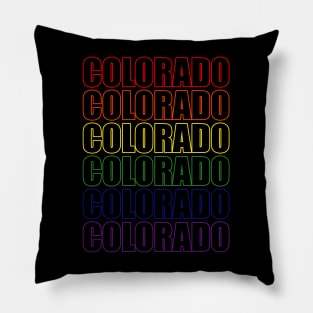 Simple Colorado Rainbow Typography Lettering Text Pillow