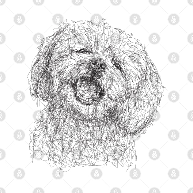 Maltese dog draw with scribble art style by KondeHipe