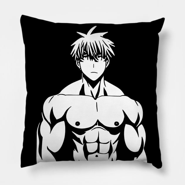 Muscular Anime Man Shirtless Manga Boy Pillow by Mish-Mash