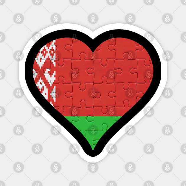 Belarusian Jigsaw Puzzle Heart Design - Gift for Belarusian With Belarus Roots Magnet by Country Flags