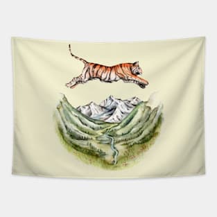 Jumping tiger Tapestry