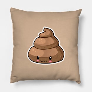 Cute Kawaii Poo by Kawatoons Pillow