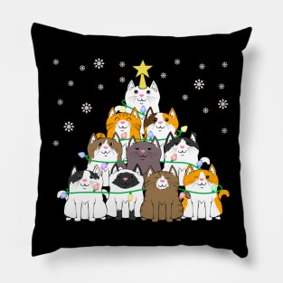 Christmas Tree Cat Kitten Xmas Ugly Christmas Pillow