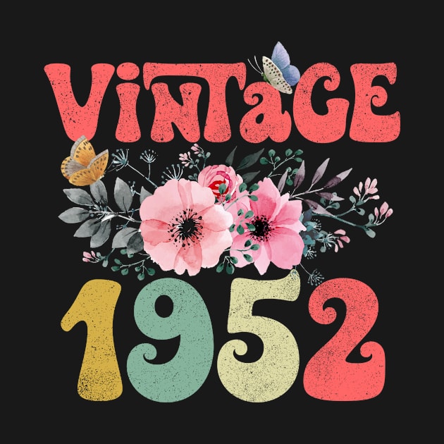 Vintage 1952 Floral Retro Groovy 71st Birthday by Kens Shop