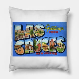 Greetings from Las Cruces New Mexico - Vintage Large Letter Postcard Pillow