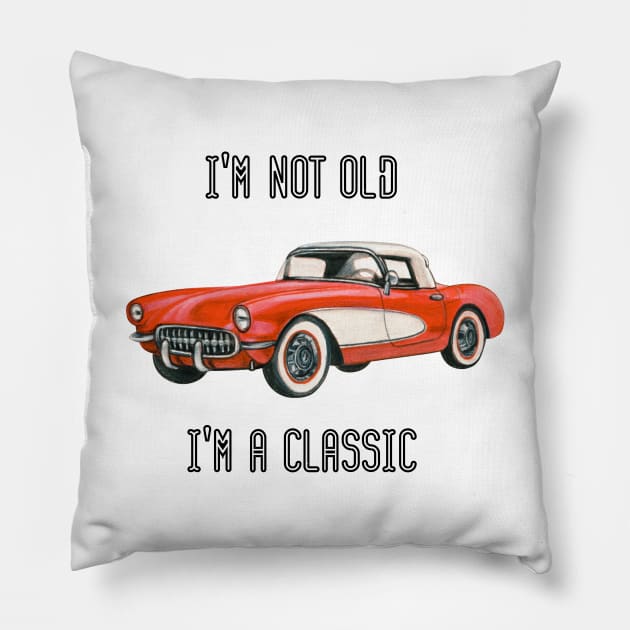 Vintage retro classic car Pillow by Mia