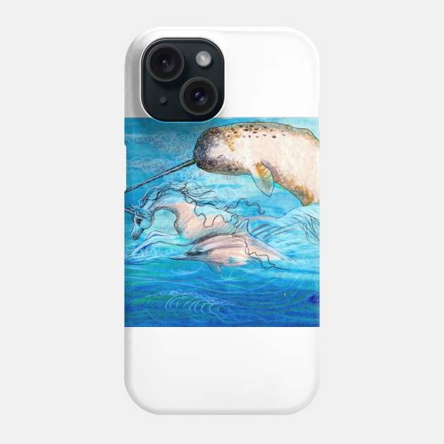 Dolphin, Narwhal and Unicorn Phone Case by pegacorna